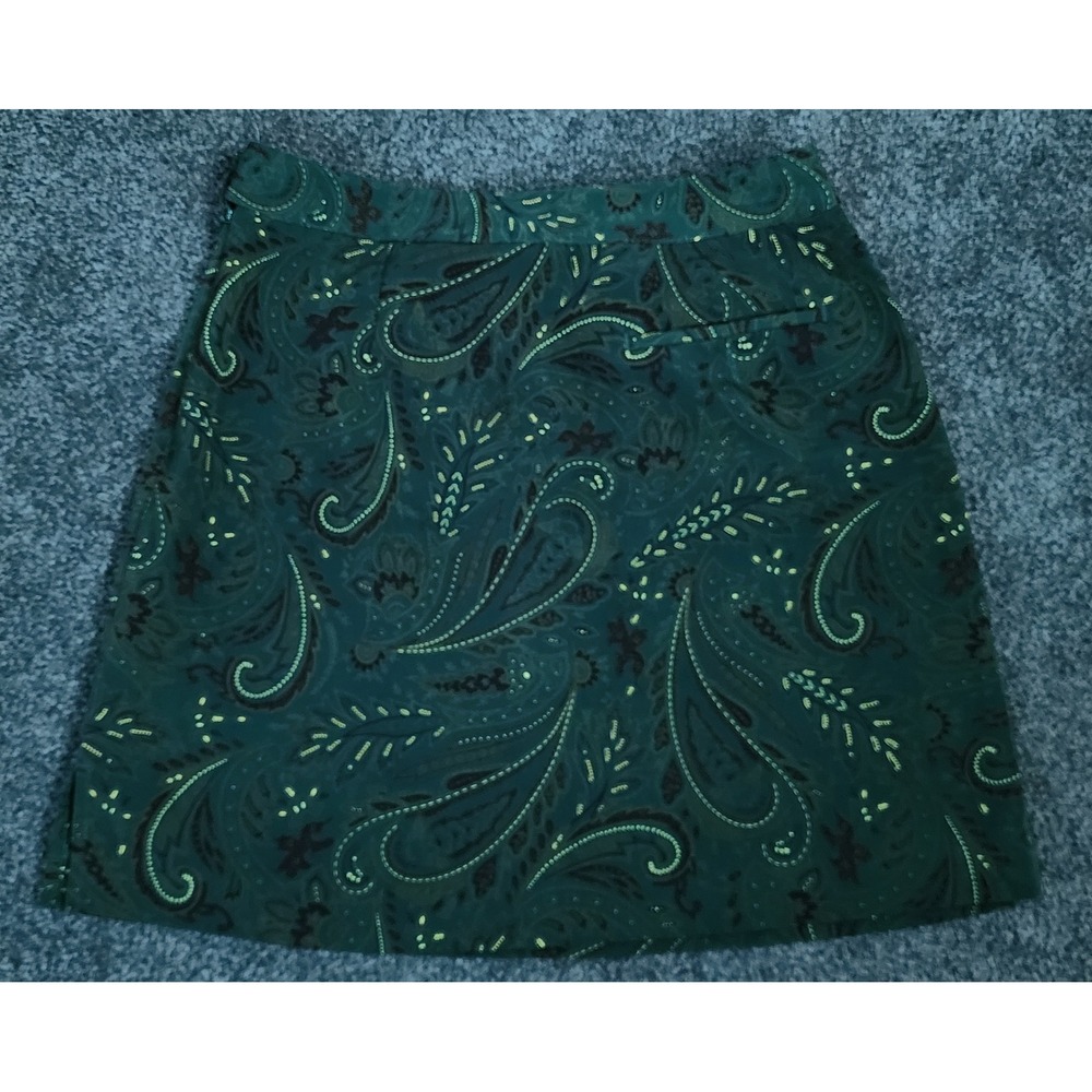 Peck & Peck Club Paisley Skirt‎ A-Line Career Casual Hunter Green Size 2